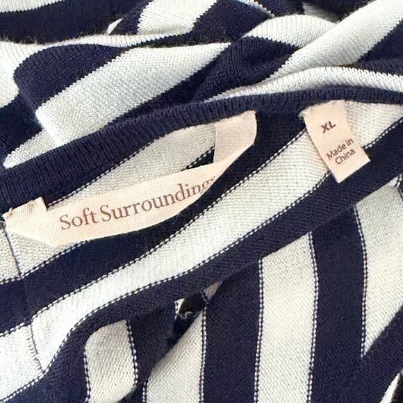Soft Surroundings Sweater Tunic Womens XL Navy Stripe Knit Back Zip Margulies - Picture 7 of 10